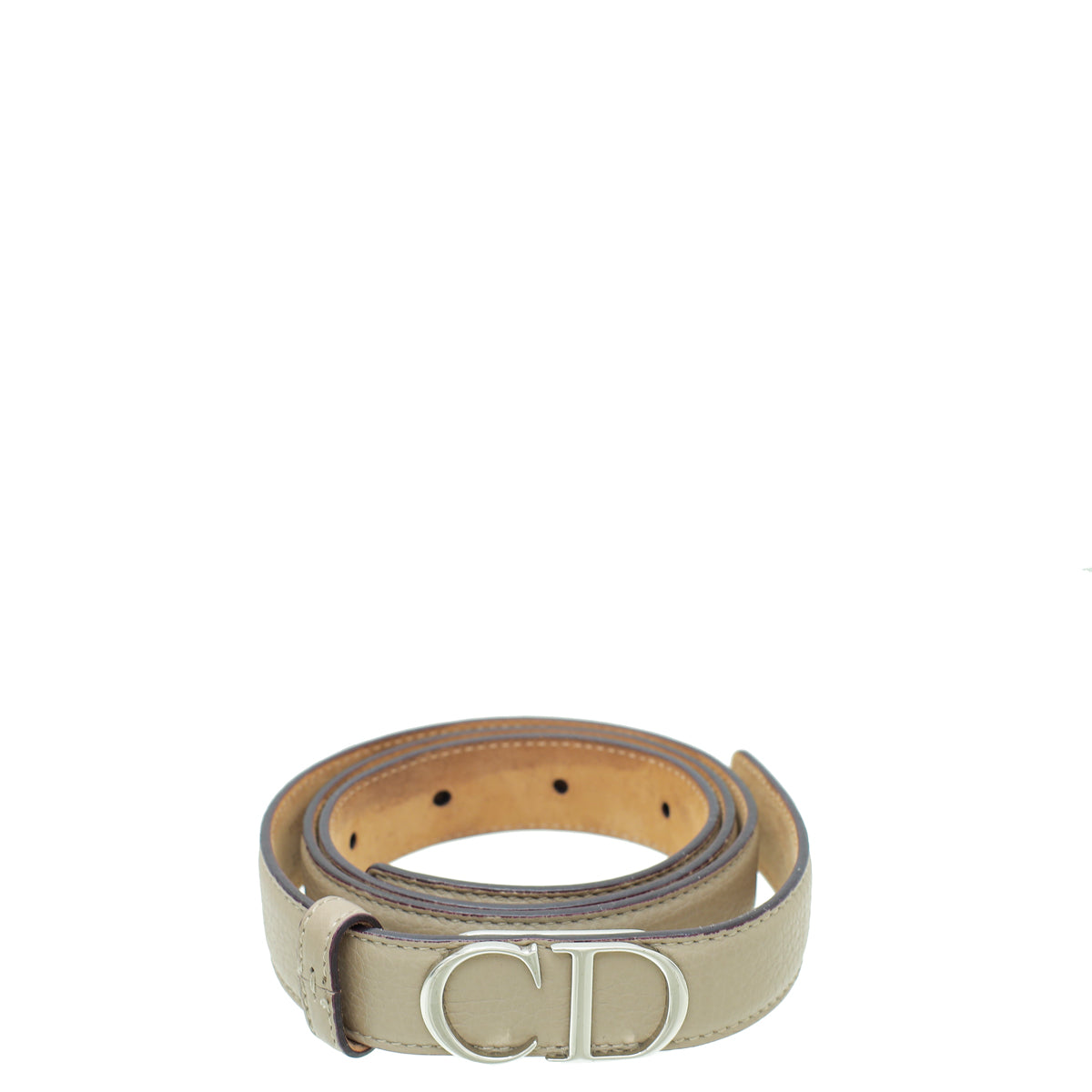 Christian Dior Beige CD Logo Buckle Adjustable Belt