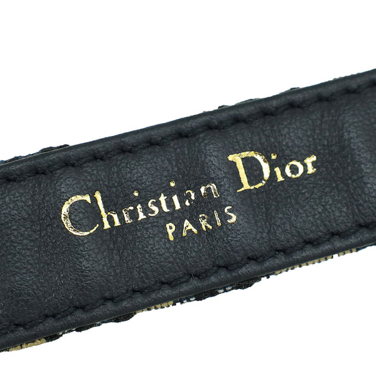 Christian Dior Navy Blue Oblique Saddle 20mm Belt