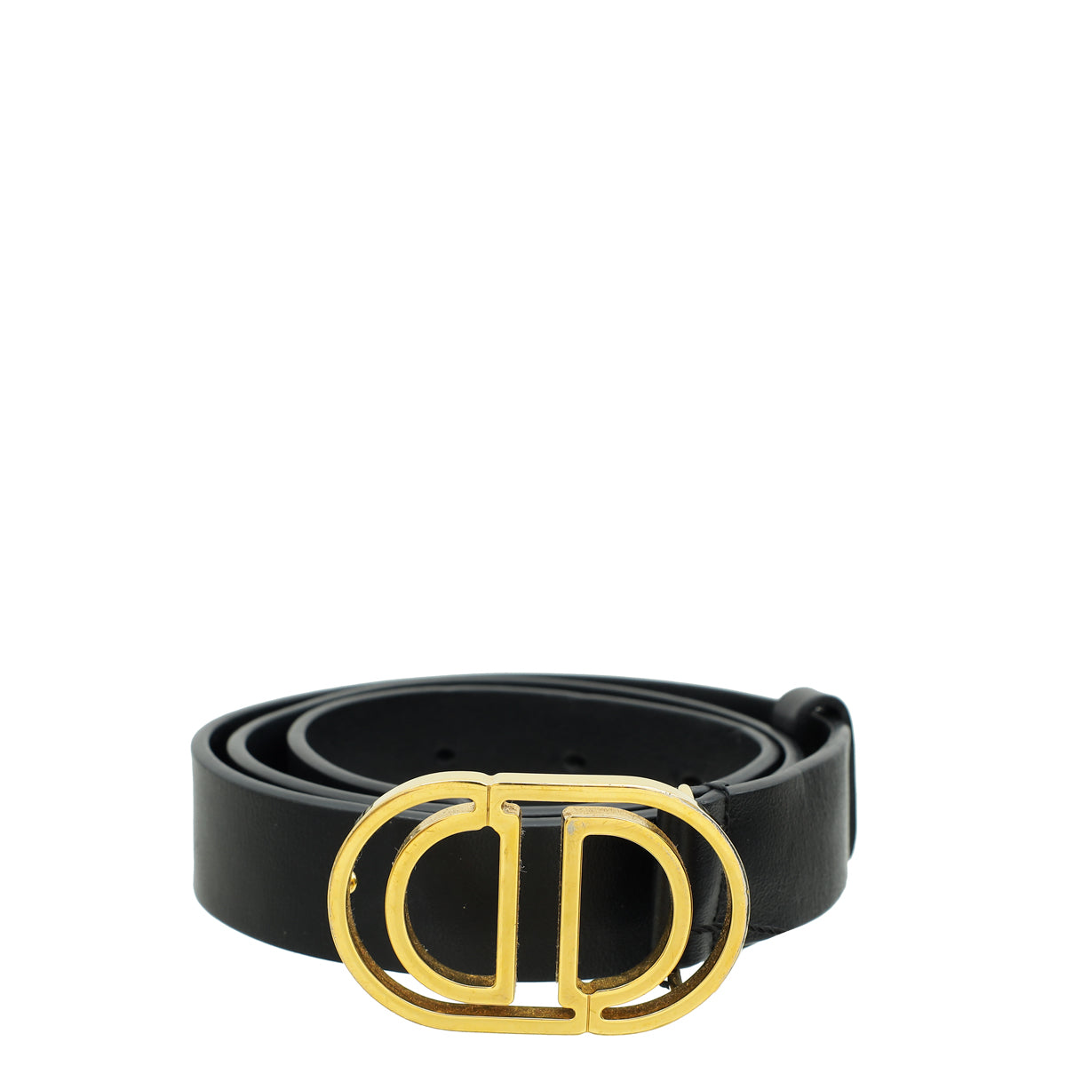 Christian Dior Black 30 Montaigne Cut-Out CD Belt