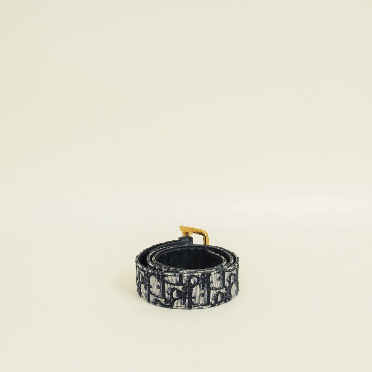 Christian Dior Navy Blue Oblique Diorquake 35mm Buckle Belt