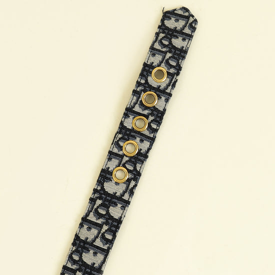 Christian Dior Navy Blue Oblique Diorquake 35mm Buckle Belt