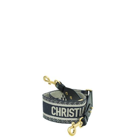 Load image into Gallery viewer, Christian Dior Navy Blue Embroidery Bag Strap
