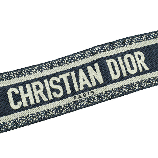 Christian Dior Navy Blue Embroidery Bag Strap