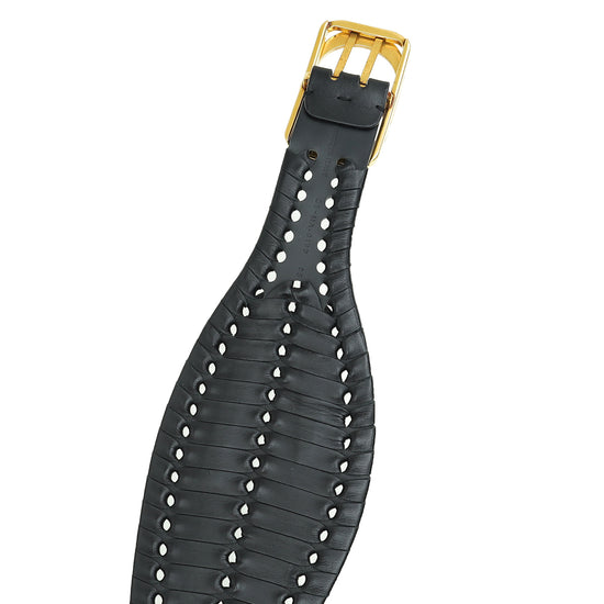 Christian Dior Black Braided 30 Montaigne Waist Belt