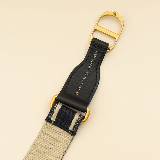 Christian Dior Navy Blue Jacquard Logo Oblique CD Waist Belt-Christian Dior-THE CLOSET