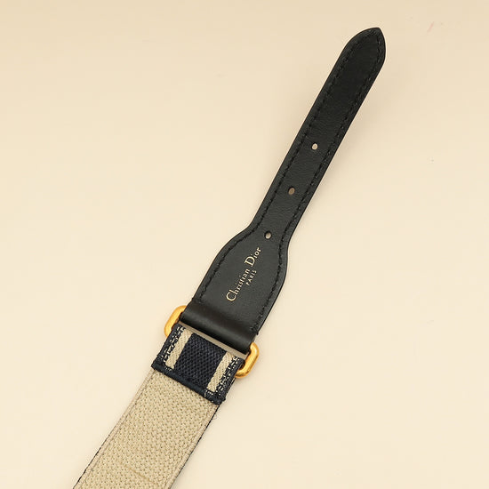Christian Dior Navy Blue Jacquard Logo Oblique CD Waist Belt-Christian Dior-THE CLOSET