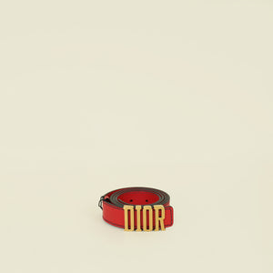 Christian Dior Red Buckle D Fence Belt