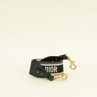 Christian Dior Black Logo Embroidered Bag Strap
