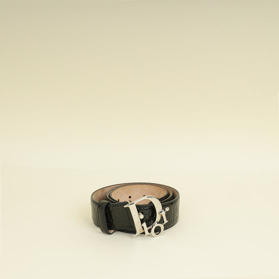 Christian Dior Dark Green Embossed Belt