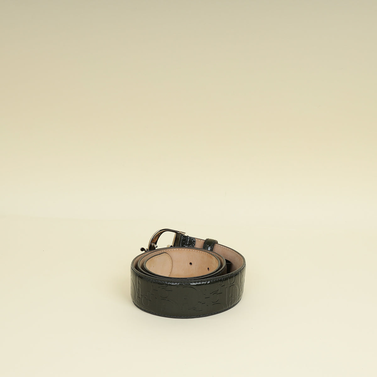 Christian Dior Dark Green Embossed Belt