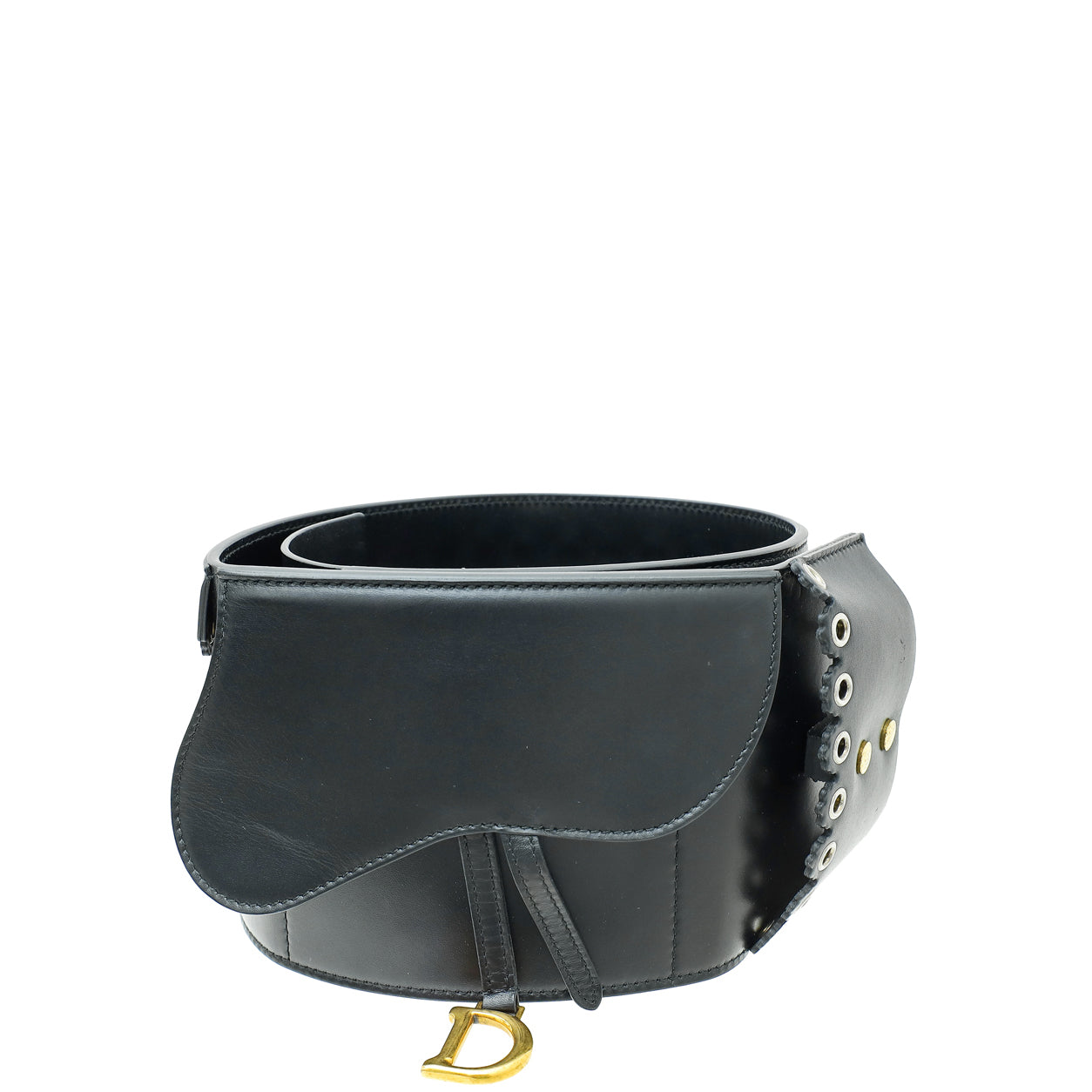 Christian Dior Black Saddle Wide Waist Belt