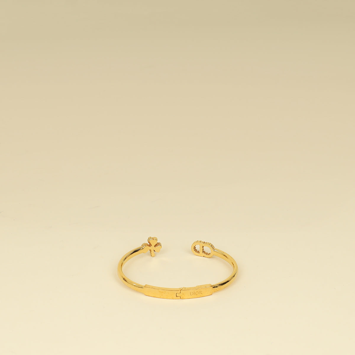 Christian Dior Gold CD Clover Crystal Cuff Bracelet-Christian Dior-THE CLOSET