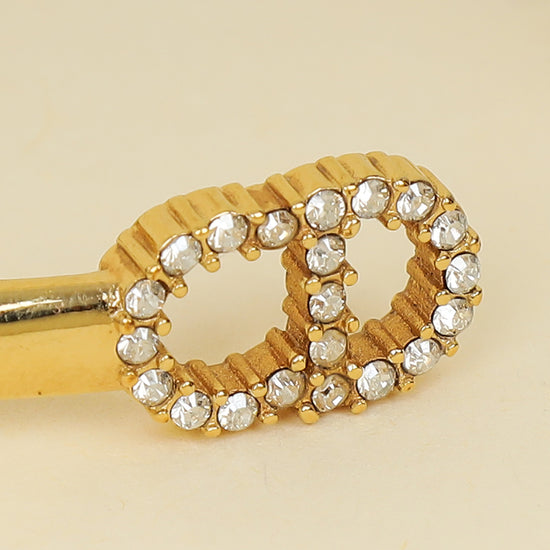 Christian Dior Gold CD Clover Crystal Cuff Bracelet-Christian Dior-THE CLOSET