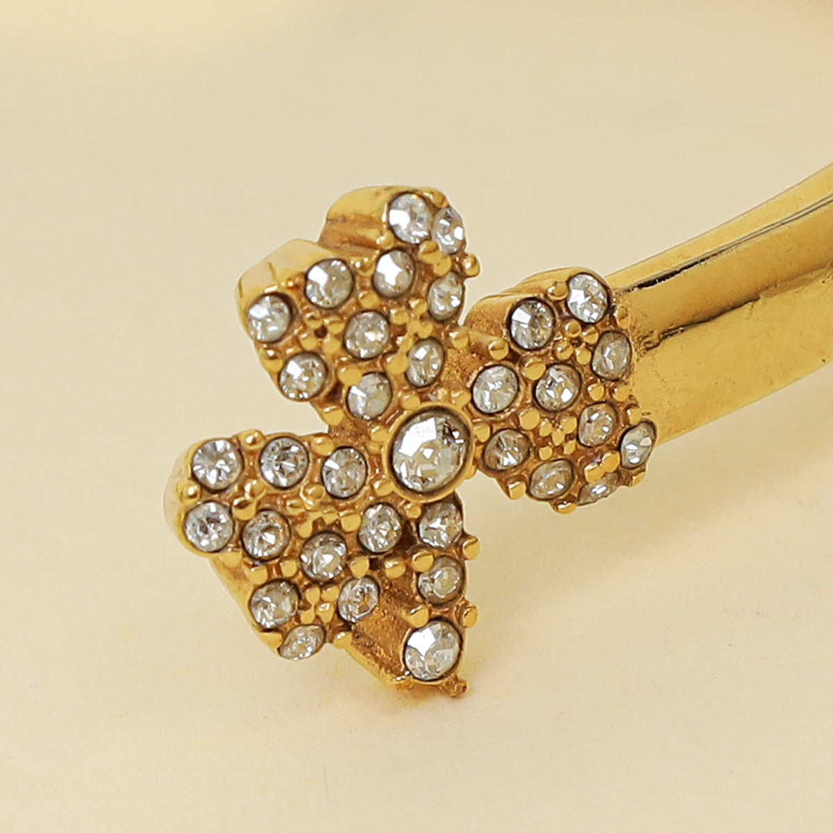 Christian Dior Gold CD Clover Crystal Cuff Bracelet-Christian Dior-THE CLOSET