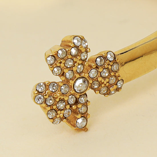 Christian Dior Gold CD Clover Crystal Cuff Bracelet-Christian Dior-THE CLOSET