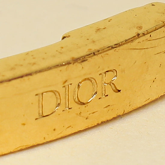 Christian Dior Gold CD Clover Crystal Cuff Bracelet-Christian Dior-THE CLOSET