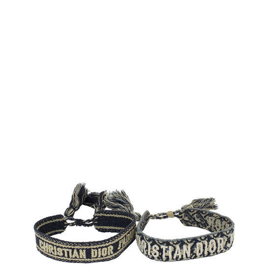 Christian Dior Navy Blue J'adior Oblique Bracelet Set