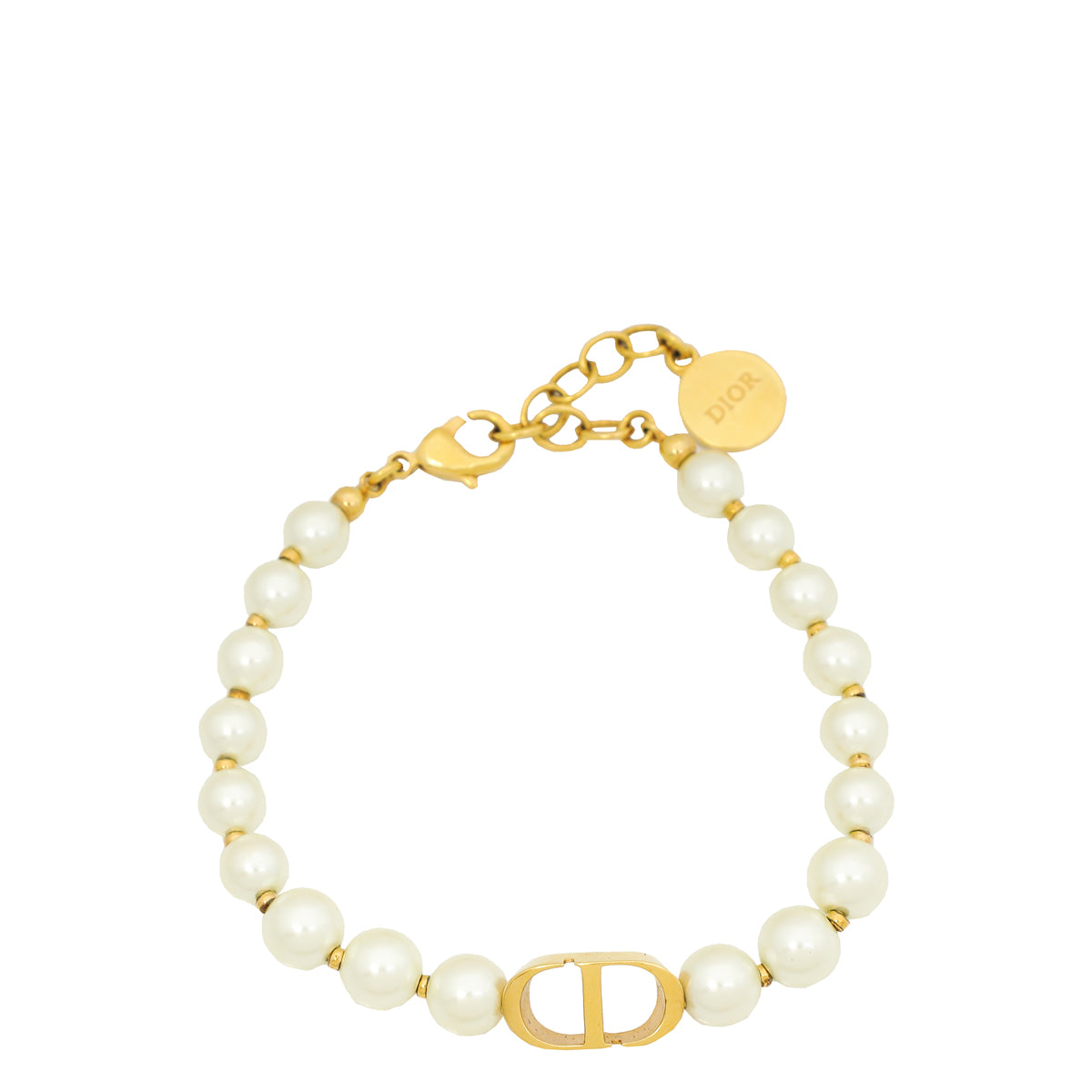 Christian Dior White CD 30 Montaigne Faux Pearl  Bracelet