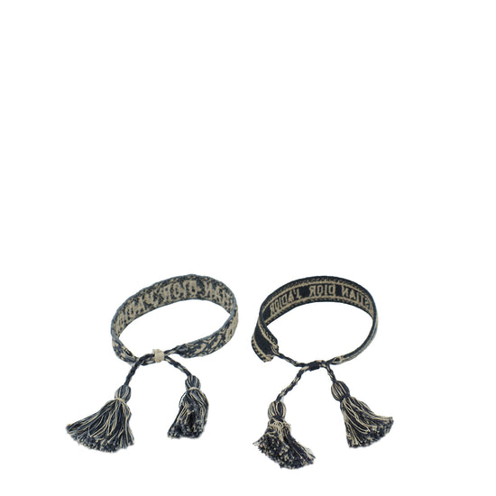 Christian Dior Navy Blue Oblique J'Adior Bracelet Set (2 Pcs)