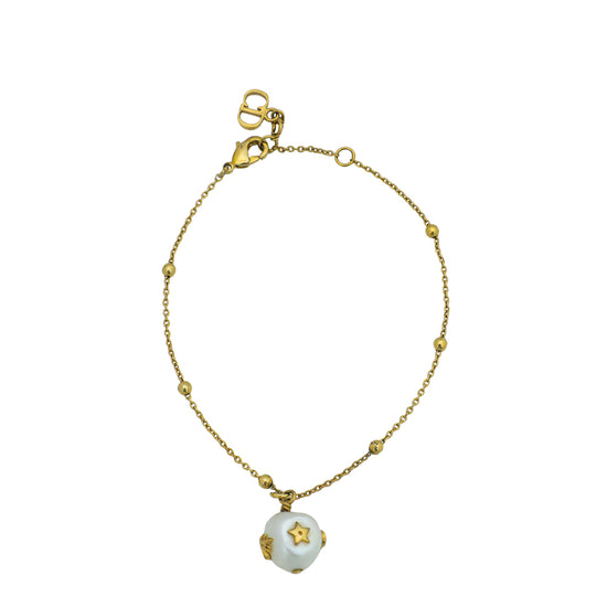 Load image into Gallery viewer, Christian Dior Gold Finish Pearl Bee Star Station Bracelet
