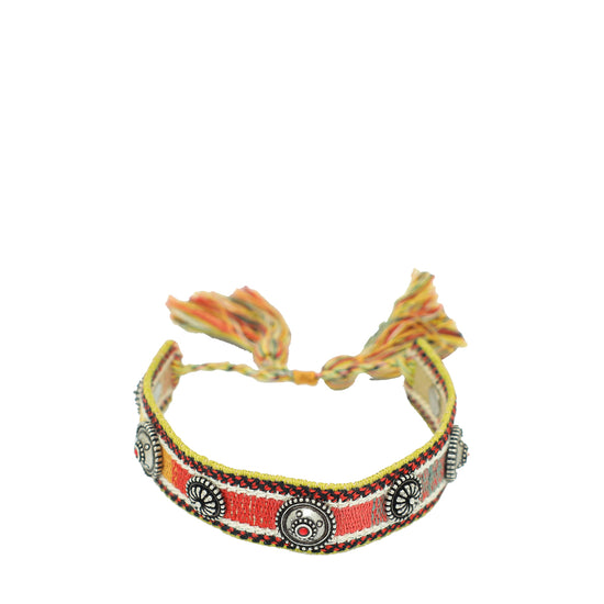 Christian Dior Multicolor Medallion Studded Cotton Bracelet