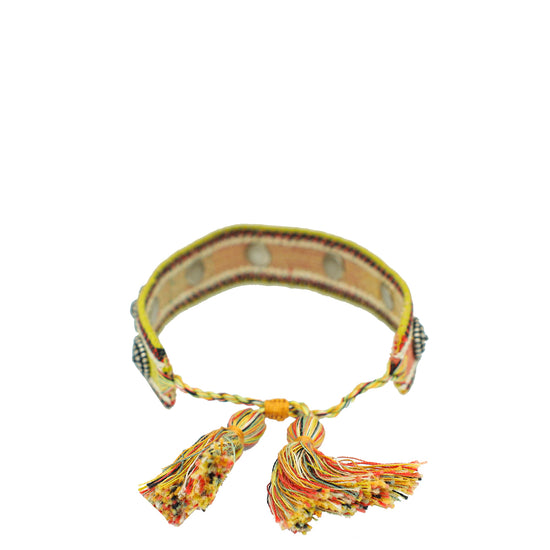 Christian Dior Multicolor Medallion Studded Cotton Bracelet