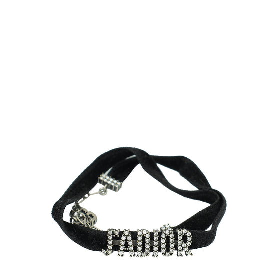 Christian Dior Black Velvet Crystal J'Adior Choker Necklace