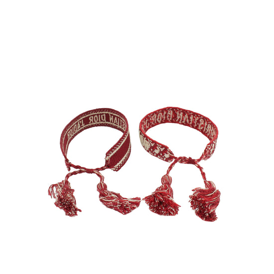 Christian Dior Burgundy J'adior Embroidered Bracelet Set