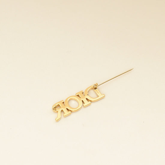 Christian Dior Gold Logo Crystal Dio(r)evolution Brooch-Christian Dior-THE CLOSET