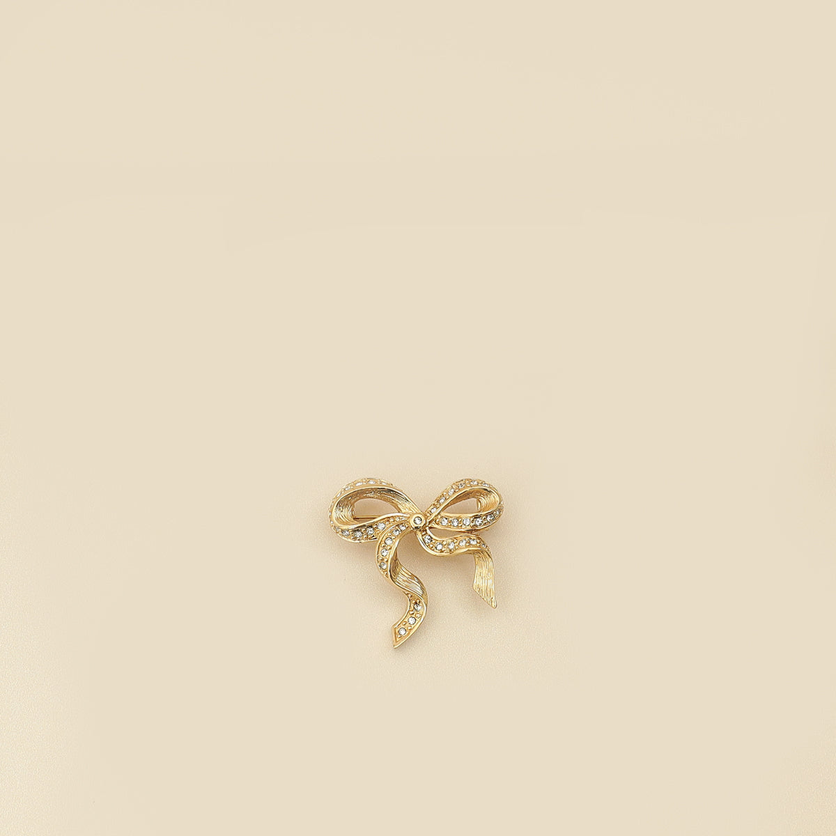 Christian Dior Gold Vintage Crystal Bow Brooch-Christian Dior-THE CLOSET