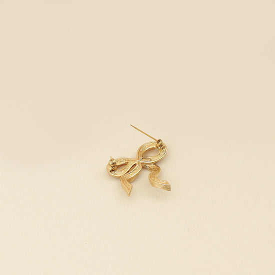 Christian Dior Gold Vintage Crystal Bow Brooch-Christian Dior-THE CLOSET