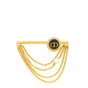 Christian Dior Bicolor Petit CD Pearl Brooch