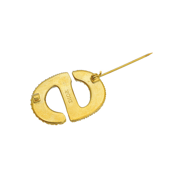 Christian Dior Gold Finish 30 Montaigne Crystal Brooch