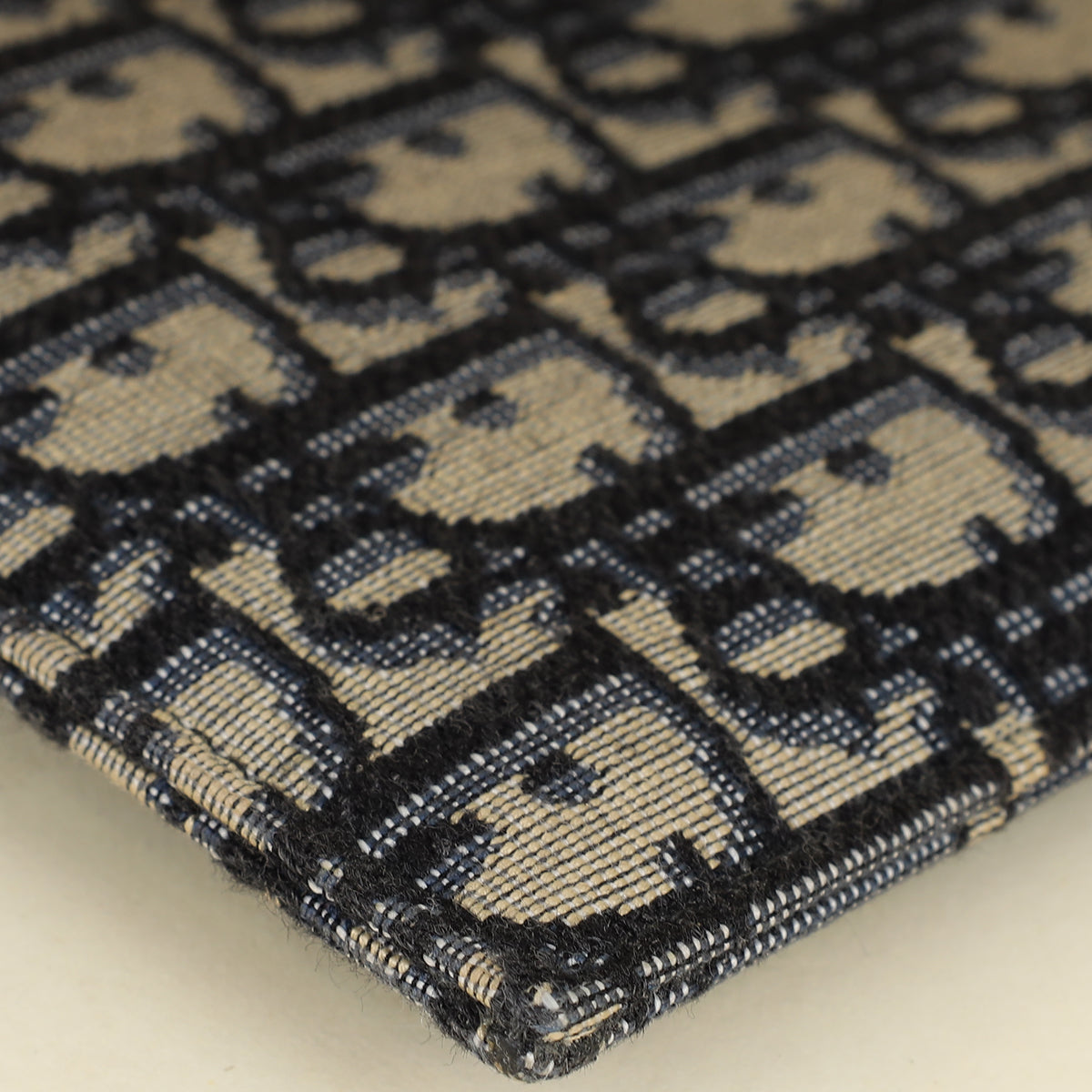 Christian Dior Navy Blue Oblique A5 Zipped Pouch