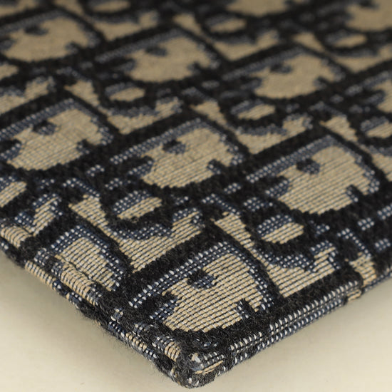 Christian Dior Navy Blue Oblique A5 Zipped Pouch