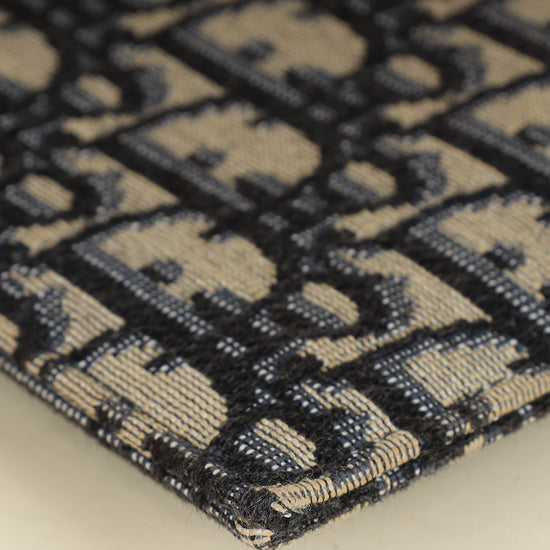 Christian Dior Navy Blue Oblique A5 Zipped Pouch