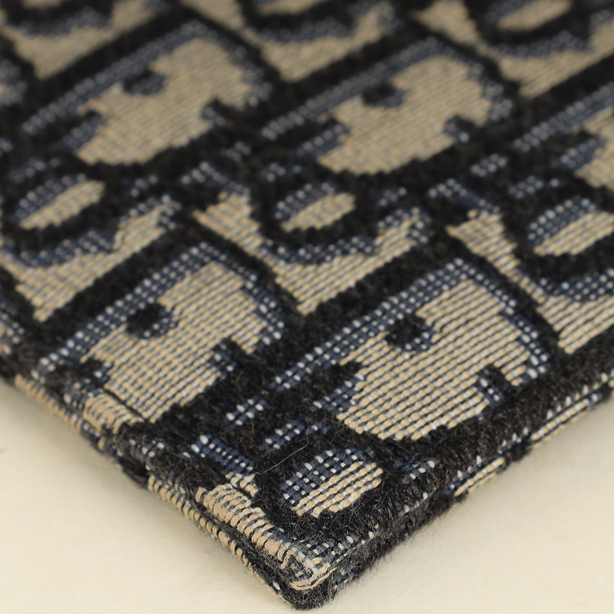 Christian Dior Navy Blue Oblique A5 Zipped Pouch