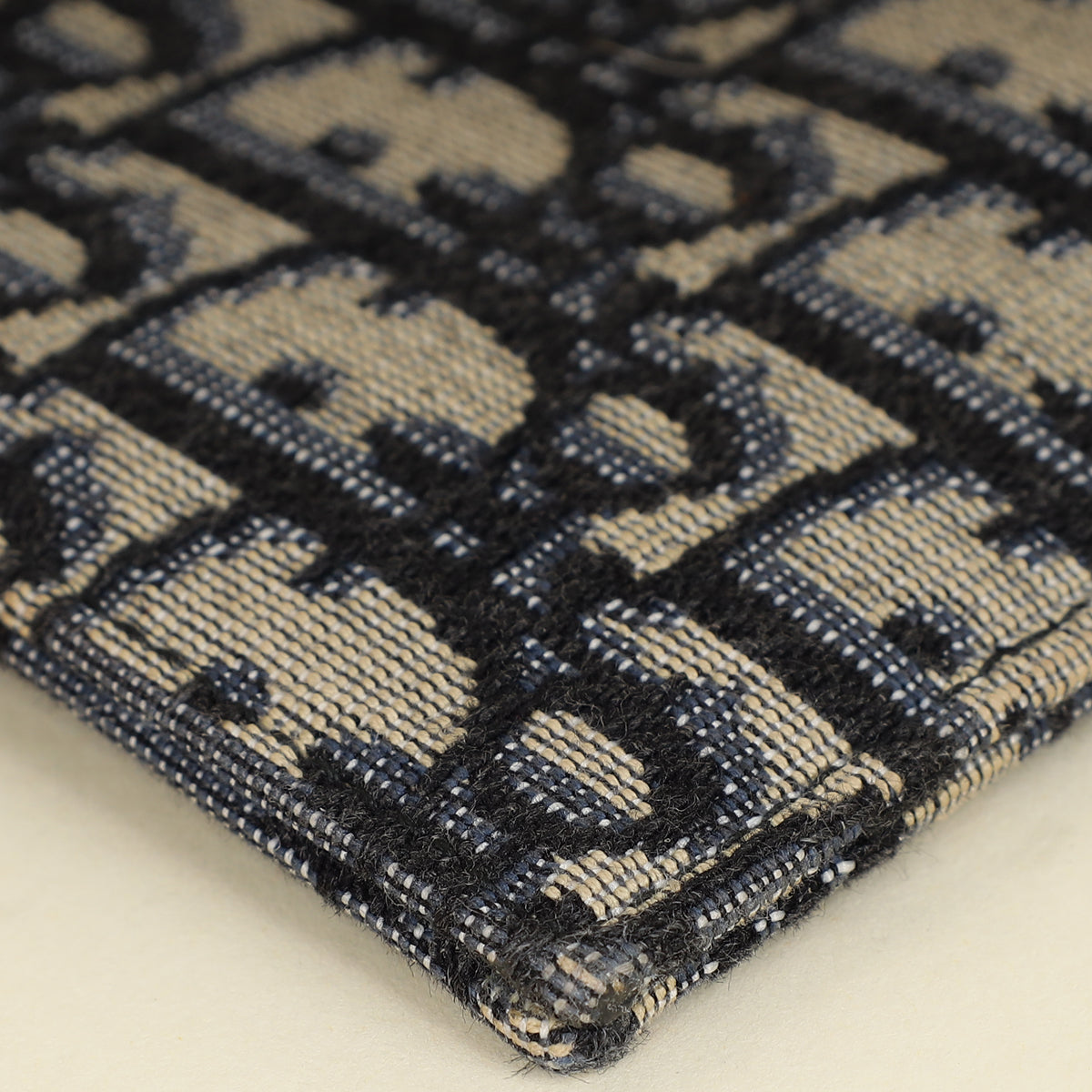 Christian Dior Navy Blue Oblique A5 Zipped Pouch