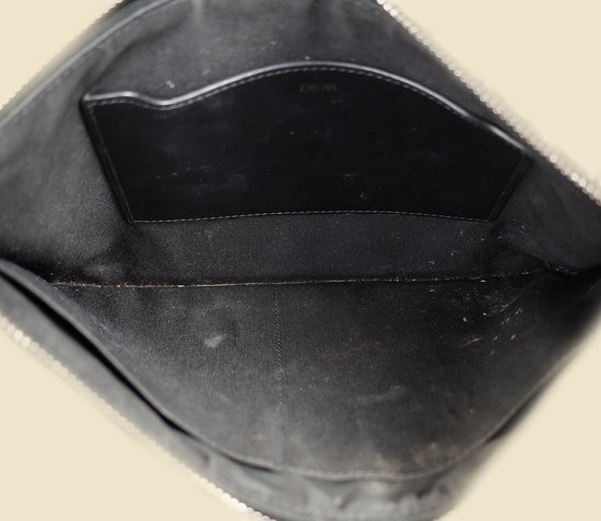 Christian Dior Navy Blue Oblique A5 Zipped Pouch