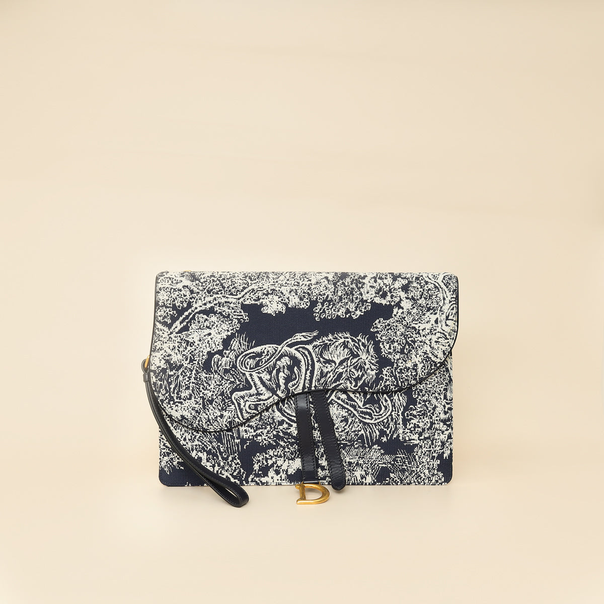 Christian Dior Bicolor Toile de Jouy Reverse Saddle Pouch-Christian Dior-THE CLOSET