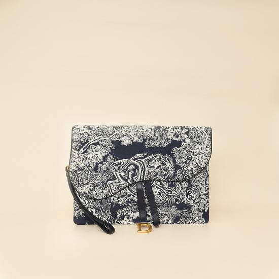 Christian Dior Bicolor Toile de Jouy Reverse Saddle Pouch-Christian Dior-THE CLOSET