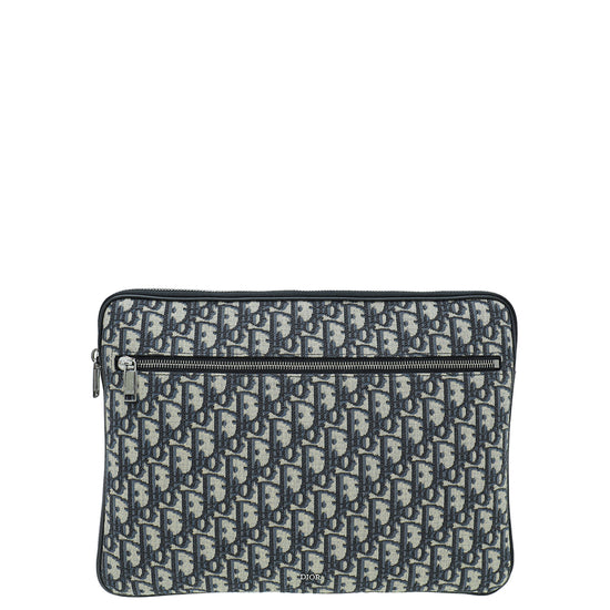 Dior Computer Backpack Christian Dior Navy Blue Oblique Laptop Case – THE CLOSET