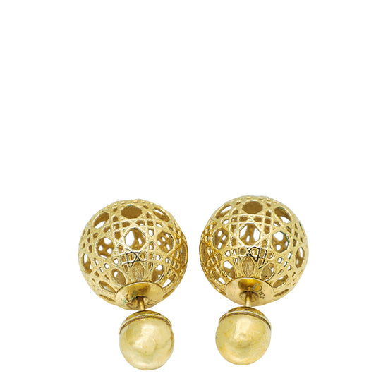 Christian Dior Gold Finish Secret Cannage Mise En Dior Tribal Earrings