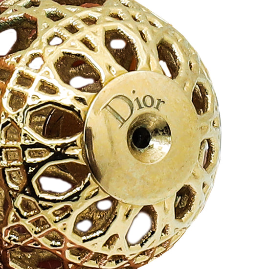 Christian Dior Gold Finish Secret Cannage Mise En Dior Tribal Earrings