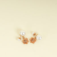 Christian Dior Rose Gold White Pearl Tribales Flower Earrings