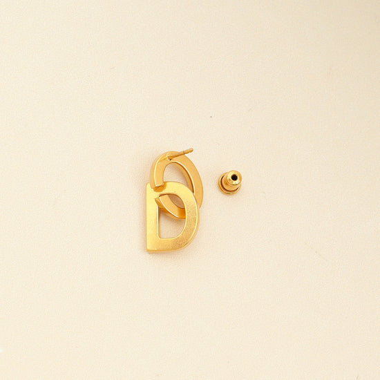 Christian Dior Gold Finish CD Drop Stud Earrings-Christian Dior-THE CLOSET