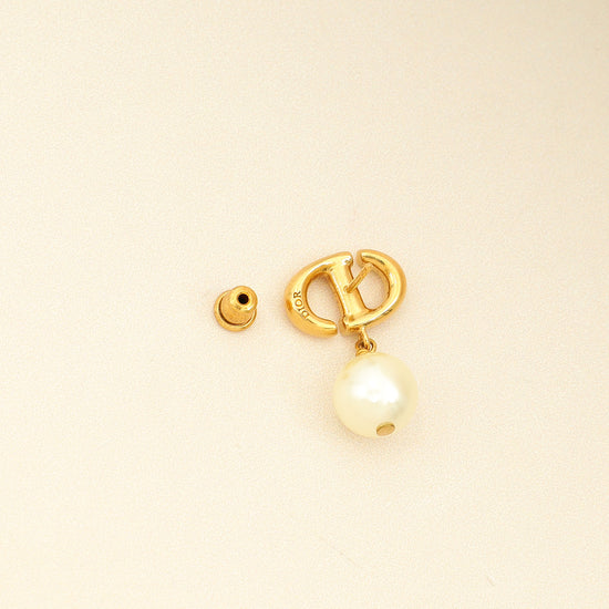 Christian Dior Gold CD Navy Earrings-Christian Dior-THE CLOSET