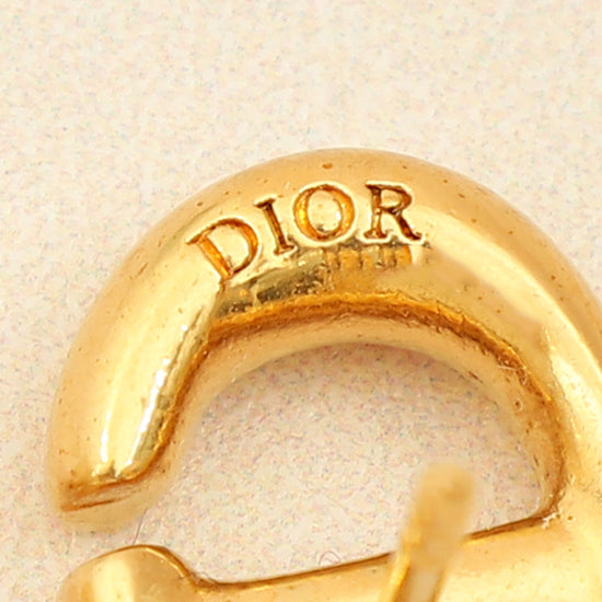 Christian Dior Gold CD Navy Earrings-Christian Dior-THE CLOSET