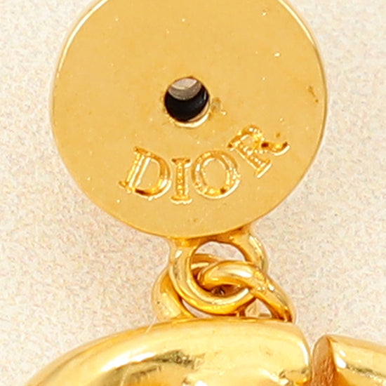 Christian Dior Gold CD Navy Earrings-Christian Dior-THE CLOSET
