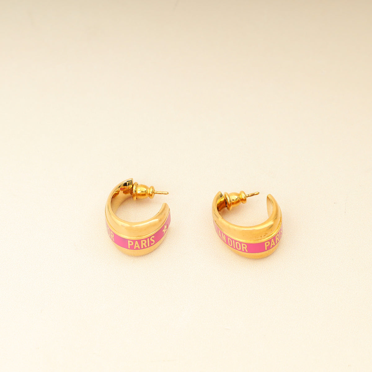 Christian Dior Gold Code Hoop Earrings-Christian Dior-THE CLOSET